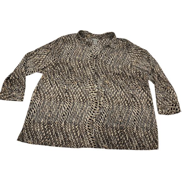 Catherines Tops - Catherines Women's 3X ~ 26/28W Blouses Collared V Neck  3/4 Buttoned Sleeve